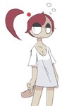 anthro clothing docked_tail female floating_hair hair nipple_slip oversized_clothing oversized_shirt oversized_topwear ponytail red_hair shirt short_tail simple_background solo tail tired topwear white_clothing white_shirt white_topwear nekuzx anne_(nekuzx) gecko lizard reptile scalie