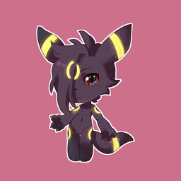 3_toes 4_fingers anthro anthrofied belly big_head black_body black_eyes black_fur black_hair black_nose black_pawpads casual_nudity cheek_tuft chest_tuft chibi claws crotch_tuft eyebrows facial_tuft featureless_chest featureless_crotch feet femboy fingers fur hair hair_over_eye looking_at_viewer male markings mouth_closed navel nude one_eye_obstructed outline pawpads paws pink_background pokemorph pupils red_sclera simple_background slightly_chubby slit_pupils solo standing tail toes tuft white_outline wide_hips yellow_body yellow_fur yellow_markings dranoko nintendo pokemon fan_character smokey_(dranoko) canid eeveelution generation_2_pokemon mammal pokemon_(species) umbreon 1:1 2023 cel_shading digital_media_(artwork) full-length_portrait portrait shaded