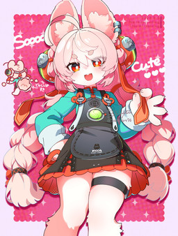 5_fingers ahoge anthro braided_pigtails claws clothed clothed_anthro clothed_female clothing ear_piercing ear_ring female fingers flat_chested fully_clothed fully_clothed_anthro fully_clothed_female fur hair inner_ear_fluff overall_dress piercing pink_body pink_fur pink_hair red_eyes ring_piercing solo tuft twitter_handle sadiyart74 mihoyo zenless_zone_zero zhao_(zenless_zone_zero) lagomorph leporid mammal rabbit thiren hi_res portrait three-quarter_portrait