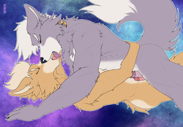 anthro claws duo erection eyes_closed frottage frottage_kiss fur genitals grey_body grey_fur hair humanoid_genitalia humanoid_penis kiss_on_lips kissing making_out male male/male muscular nude orange_body orange_fur penile penis penises_touching sex tail tan_body tan_fur tongue white_body white_fur jagaimoto nintendo star_fox fox_mccloud wolf_o'donnell canid canine canis fox mammal wolf digital_media_(artwork) hi_res