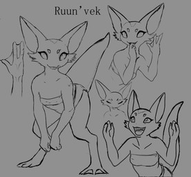 3_fingers 4_eyes female fingers flat_chested multi_eye multiple_poses not_furry pose solo tail water mythrava alien alien_humanoid humanoid absurd_res hi_res sketch sketch_page