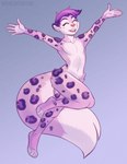 anthro big_tail femboy fluffy fluffy_tail fur happy male paws pink_body pink_fur purple_body purple_fur slim smile solo tail sutamasque drewby_(drewby) felid mammal pantherine snow_leopard absurd_res hi_res