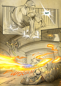 anthro arm_tattoo biped chest_spike claws dialogue eyelashes female female_anthro fight fire fur group hair inside long_hair male male_anthro page_number red_tattoo spikes spikes_(anatomy) tail tattoo text toe_claws trio truescorn nintendo pokemon pokemon_mystery_dungeon spike_chunsoft asche_(truescorn) clarity_(truescorn) orchid_(truescorn) generation_4_pokemon generation_5_pokemon lucario pokemon_(species) weavile zoroark 2026 absurd_res colored comic english_text hi_res huge_filesize