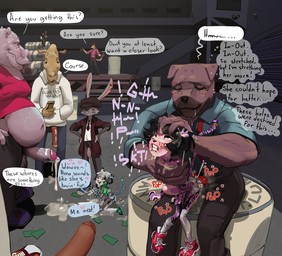 abdominal_bulge accessory adult_on_young age_difference ambiguous_penetration animal_genitalia animal_penis anthro anthro_penetrated biped black_hair black_markings black_nose black_stripes blush bodily_fluids body_writing bukkake canine_genitalia canine_penis cellphone clenched_teeth clothed clothing coat collar countershade_face countershade_torso countershading cum cum_covered cum_in_hair cum_on_body cum_on_face cum_on_hand cum_on_leg dipstick_ears ear_markings electronics erection eye_roll eyes_closed female female_penetrated flaccid fleshlight_position footwear fucked_silly furgonomics genital_fluids genitals group hair hand_on_head holding_cellphone holding_object holding_phone huge_penetration inside kneeling knock-kneed knot large_penetration larger_male legwear looking_at_another looking_at_partner looking_pleasured male male/female male_penetrating male_penetrating_female markings messy mind_control multicolored_body multicolored_ears navel older_male open_mouth open_smile overweight overweight_anthro overweight_male partially_clothed penetration penile penile_penetration penis phone pink_body sex shoes short_hair sitting size_difference smaller_female smaller_penetrated smile sneakers standing stockings striped_body stripes tail tail_accessory teeth text thigh_highs topwear two_tone_body white_body white_clothing white_countershading white_legwear white_stockings writing_on_face young young_anthro young_female young_penetrated younger_female younger_penetrated polyle ida_(polyle) nono_(polyle) yaya_(polyle) camel camelid canid canine canis domestic_dog felid lagomorph leporid mammal pantherine rabbit tiger 2025 english_text hi_res sibling_(lore) sister_(lore) sisters_(lore) twins_(lore)