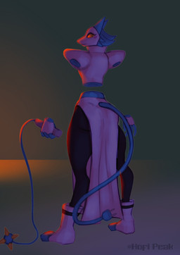anthro blush cable_tail clothed clothing electrical_plug_tail female floating_hands hair looking_at_viewer machine simple_background solo whip hofi-peak deltarune undertale_(series) tasque_manager android darkner domestic_cat felid feline felis mammal robot absurd_res hi_res