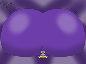 accessory anthro big_breasts big_butt black_nose breast_grab breast_squish breasts bubble_butt butt clothing female forehead_gem front_view gem hair hair_accessory hairband hand_on_breast hand_on_own_breast huge_breasts huge_butt hyper hyper_butt jumpsuit looking_at_viewer lying motion_lines on_front open_mouth open_smile pink_tongue purple_body purple_clothing purple_ears purple_hair purple_jumpsuit purple_suit purple_tail red_gem red_hairband red_mouth smile smiling_at_viewer solo squish suit tail tan_inner_ear tight_clothing tight_suit tongue yellow_eyes reathe sega sonic_the_hedgehog_(series) blaze_the_cat domestic_cat felid feline felis mammal 2025 4:3 absurd_res colored digital_media_(artwork) hi_res shaded signature