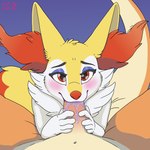 ambiguous_gender anthro big_ears blush bodily_fluids drooling duo fellatio first_person_view genitals hand_on_penis heart_eyes heart_pupils heart_symbol holding_penis male oral oral_penetration penetration penile penis saliva sex spread_legs spreading stargal_galexi nintendo pokemon braixen charizard generation_1_pokemon generation_6_pokemon pokemon_(species) 1:1 hi_res