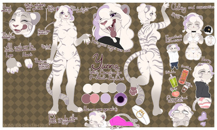 4_toes 5_fingers anthro biped bottomwear bra breasts butt claws clothed clothed_anthro clothed_female clothing eyes_closed featureless_breasts featureless_crotch feet female finger_claws fingers front_view fur hair handpaw legwear looking_at_viewer lying markings nude nude_anthro nude_female on_front panties pants pawpads paws purple_eyes rear_view side_view smile solo standing striped_body striped_fur striped_markings striped_tail stripes sweater tail tail_markings text thigh_highs toes topwear underwear white_body white_fur white_hair white_tail monstercheetah yunna_(monstercheetah) felid mammal pantherine tiger 2025 absurd_res digital_media_(artwork) english_text hi_res model_sheet