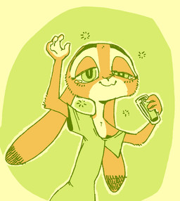 anthro blush bodily_fluids clothed clothing container cup dipstick_ears drunk ear_markings female green_background holding_container holding_cup holding_object looking_at_viewer multicolored_ears off_shoulder simple_background smile solo substance_intoxication tears fuel_(artist) disney zootopia judy_hopps lagomorph leporid mammal rabbit 2018