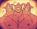 3_heads anthro barazoku big_muscles big_pecs dancing earbuds electronics eyes_closed fur headphones huge_muscles huge_pecs male multi_head muscular muscular_anthro muscular_male musical_note musical_symbol pecs smile solo symbol cursedmarked european_mythology greek_mythology mythology canid canid_demon canine cerberus demon hellhound mammal mythological_canine mythological_creature animated frame_by_frame half-length_portrait portrait short_playtime