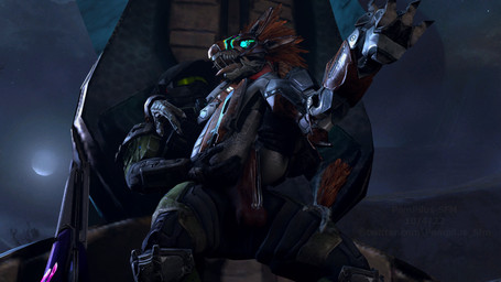 3_fingers 3_toes 5_fingers against_surface anthro anthro_penetrated arm_around_partner arm_feathers arm_tuft armor balls blue_eyes bodily_fluids bottomless bottomless_anthro bottomless_female chair_position clothed clothed_sex clothing dark_body dark_skin digitigrade duo face_covered faceless_character faceless_human faceless_male feather_hair feathered_crest feathers feet female female_anthro female_on_human female_penetrated fingers from_behind_position full_armor genital_fluids genitals grey_body grey_scales hand_on_butt hand_on_leg hand_on_thigh head_crest headgear helmet human_on_anthro human_penetrating human_penetrating_anthro human_penetrating_female interspecies looking_pleasured male male/female male_human male_on_anthro male_penetrating male_penetrating_anthro male_penetrating_female moon needle_rifle night open_mouth orange_body orange_feathers outside_sex penetration penile penile_penetration penis penis_in_vagina pseudo_hair saliva scales sex sharp_teeth sitting sky spurs_(anatomy) teeth toes tongue tongue_out tuft vaginal vaginal_penetration xenophilia pompilus-sfm halo_(series) microsoft xbox_game_studios alien avian human kig-yar mammal scalie spartan_(halo) t'vaoan 16:9 2022 3d_(artwork) 4k absurd_res colored digital_media_(artwork) hi_res source_filmmaker_(artwork) widescreen