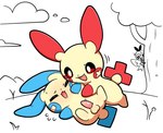 balls duo erection feral genitals male male/male penis tail plumflavor nintendo pokemon generation_3_pokemon generation_7_pokemon minun plusle pokemon_(species) ribombee hi_res