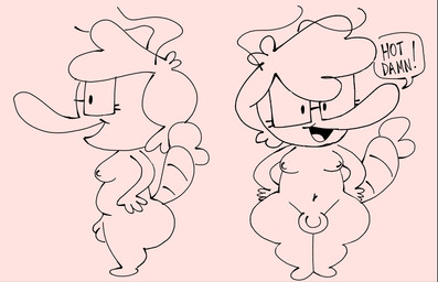 antennae_(anatomy) anthro balls big_butt big_nose breasts butt erect_nipples genitals gynomorph hand_on_hip hand_on_own_hip humanoid_hands intersex navel nipples non-mammal_balls non-mammal_breasts non-mammal_navel non-mammal_nipples nude_anthro nude_gynomorph open_mouth penis solo speech_bubble standing tail text thick_thighs barvey gwen_(barvey) aquatic arthropod crustacean shrimp 2026 digital_drawing_(artwork) digital_media_(artwork) english_description english_text trans_(lore) trans_woman_(lore)