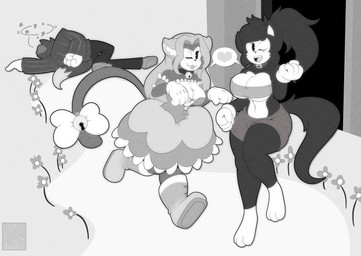 3_toes accessory anthro barefoot big_breasts boots bottomwear bow_ribbon bra breasts clothed clothing collar feet female fleischer_style_toon flower footwear furgonomics gloves group hair handwear heart_symbol long_hair male markings mole_(marking) one_eye_closed open_mouth pants plant ribbons shoes strapless_bra strapless_clothing strapless_underwear tail tail_accessory tail_bow tail_ribbon toes tongue tongue_out toony unconscious underwear mklancer00 family_guy_death_pose blinki_the_wolf canid canine canis mammal northwestern_wolf wolf absurd_res hi_res meme