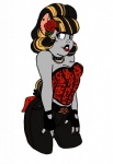 alternative_fashion anthro beehive_(hairstyle) blue_eyes clothing corset ear_piercing facial_piercing female flower gloves greaser handwear jewelry lingerie lip_piercing piercing plant pose psychobilly rockabilly solo topwear after_the_fox bovid caprine domestic_sheep mammal sheep hi_res