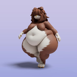 anthro belly big_belly big_breasts big_butt breasts brown_body brown_fur brown_hair butt butt_jiggle featureless_breasts female fur hair hair_over_eyes huge_butt huge_hips huge_thighs hyper hyper_butt jiggling nude obese overweight solo thick_thighs walking wide_hips thiccomode canid canine canis domestic_dog mammal 1:1 3d_(artwork) 3d_animation animated digital_media_(artwork) hi_res short_playtime webm