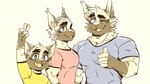 age_chart anthro biceps blue_eyes chart clothing fangs felid franklin_(javacatdotio) hi_res javacatdotio male mammal multicolored_body muscular muscular_male one_eye_closed pecs shirt simple_background smile teeth topwear two_tone_body white_background wink young young_anthro