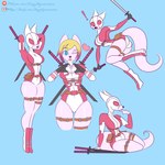 alternate_species anthro cosplay female furrification solo lazydynamisme molesondrive marvel gwenpool canid canine fox mammal absurd_res hi_res tagme