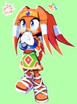 anthro blue_eyes clothing female fingers footwear gloves handwear sandals shoes simple_background solo sanikink sega sonic_adventure sonic_the_hedgehog_(series) tikal_the_echidna echidna mammal monotreme 2021 hi_res signature