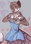 5_fingers anthro blue_clothing clothed clothing collar dress female fingers fur grey_body grey_fur markings smile solo spots spotted_body spotted_fur yellow_eyes free-opium felid mammal pantherine snow_leopard digital_media_(artwork) guide_lines hi_res shaded sketch