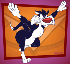 3_toes 4_fingers action_pose angry anthro attack belly big_butt biped black_body black_eyes black_fur butt casual_nudity cheek_tuft clenched_teeth curling_tail curvy_figure dipstick_tail ears_outwards facial_tuft fangs feet fingers fur gloves_(marking) head_tuft humanoid_heel leg_markings lines_drawn male markings nude pivoted_ears plantigrade pose raised_arms raised_heel red_nose running slightly_chubby slightly_chubby_anthro slightly_chubby_male socks_(marking) solo standing tail tail_markings teeth toes toony tuft whisker_spots whiskers white_belly white_body white_feet white_fur white_hands white_sclera white_tail_tip wide_hips gavanzude dragon_ball dragon_ball_z looney_tunes warner_brothers burter ginyu_force sylvester_(looney_tunes) domestic_cat felid feline felis mammal tuxedo_cat 2025 alternate_version_at_paywall colored digital_drawing_(artwork) digital_media_(artwork) flat_colors hi_res pinup signature