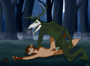 andromorph andromorph/male andromorph_penetrated anthro antlers armpit_hair balls big_clitoris bodily_fluids body_hair bone brown_body brown_fur brown_pubes camera claws clitoris detailed_background duo erection facial_hair forest fur genital_fluids genitals grass green_penis horn intersex intersex/male intersex_penetrated male male_penetrating male_penetrating_andromorph male_penetrating_intersex mastectomy_scar nature nature_background nude outside penetration penis plant pubes reaching reaching_for_object scar sex simple_background skull smile teeth tongue tongue_out tree vaginal vaginal_penetration visibly_trans vulva droptineart american_mythology indigenous_north_american_mythology mythology north_american_mythology branch_badger badger cryptid mammal monster mustelid musteline wendigo 2019 digital_media_(artwork) trans_(lore) trans_man_(lore)