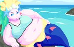 anthro belly big_belly big_breasts big_butt blue_eyes breasts butt clothing female hair long_hair looking_at_viewer obese obese_anthro obese_female overweight overweight_anthro overweight_female simple_background solo tail white_body wide_hips enkah nintendo pokemon generation_7_pokemon marine pokemon_(species) primarina 14:9 digital_media_(artwork) hi_res pixel_(artwork)