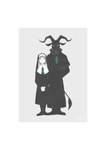 2_horns anthro black_body black_fur border curved_horn duo female fur grey_hair hair horn male nun_outfit smile standing white_border shikayoshi sub20211115 bovid caprine caprine_demon demon goat_demon human mammal 2022 absurd_res full-length_portrait hi_res portrait