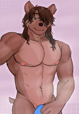 abs anthro barbell_piercing biceps blue_towel brown_body brown_fur brown_hair cheek_tuft deltoids facial_tuft fur green_eyes hair holding_object holding_towel long_hair looking_at_viewer male multicolored_body muscular muscular_anthro muscular_male navel nipple_piercing nipples obliques obscured_genitals pecs piercing pink_nipples purple_tiles shower smile solo standing steam tail tile tile_wall towel tuft two_tone_body v-cut wall_(structure) wet_hair undercovernezha nezha_(undercovernezha) brown_hyena hyena mammal 2025 digital_drawing_(artwork) digital_media_(artwork) shaded sketch