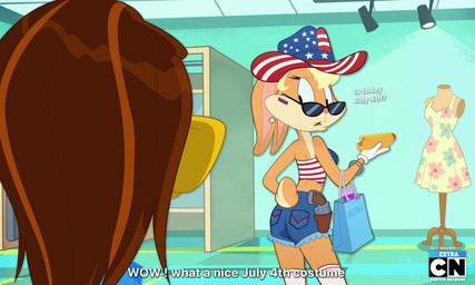 anthro female feral holidays gozo76257 4th_of_july looney_tunes the_looney_tunes_show warner_brothers lola_bunny tina_russo anatid anseriform avian bird duck lagomorph leporid mammal rabbit hi_res