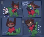 angry anthro cuddling digestion fangs fart green_body group heart_symbol horn jealous male male/male male_pred male_prey oral_vore outside red_eyes red_sclera romantic romantic_couple teeth trio vore yellow_eyes yellow_sclera denaturedalbumin american_mythology mythology denatured_albumin_(character) chupacabra 2024 comic hi_res
