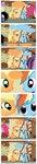 2011 absurd_res applejack_(mlp) blonde_hair blue_body blue_feathers blue_fur clothing comic cowboy_hat cutie_mark dialogue earth_pony english_text equid equine feathered_wings feathers female feral friendship_is_magic fur green_eyes group hair hasbro hat headgear headwear hi_res horse long_image mammal multicolored_hair my_little_pony mythological_creature mythological_equine mythology orange_body orange_fur pegasus pink_body pink_fur pink_hair pinkie_pie_(mlp) pony purple_body purple_eyes purple_fur rainbow_dash_(mlp) rainbow_hair tall_image text thelastgherkin twilight_sparkle_(mlp) url wings