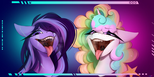 bodily_fluids drooling duo female female/female feral looking_at_viewer mouth_shot not_furry open_mouth saliva saliva_string sharp_teeth teeth tongue tongue_out uvula vore wings darky_wings hasbro my_little_pony mythology equid equine horse mammal mythological_creature mythological_equine pegasus pony 2:1 absurd_res hi_res