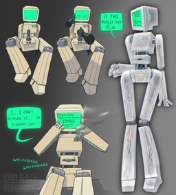 ambiguous_gender apology biped duo joystick machine mostly_offscreen_character not_furry onomatopoeia screen screen_face smoke solo sound_effects speech_bubble tan_body text translucent translucent_body salamanding humanoid robot robot_humanoid 2025 artist_name digital_drawing_(artwork) digital_media_(artwork) english_description english_text full-length_portrait hi_res portrait watermark