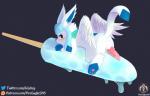 animal_genitalia animal_penis balls blush canine_genitalia canine_penis food genitals knot male paws penis popsicle scarf sea_salt_ice_cream solo text wet wings senz nintendo pokemon neroj eeveelution generation_4_pokemon glaceon pokemon_(species) 2019 hi_res url