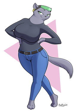 anthro big_breasts breasts clothed clothing curvy_figure ear_piercing ear_ring female piercing ring_piercing solo badroy brand_new_animal studio_trigger marie_itami mammal mink mustelid musteline true_musteline absurd_res hi_res