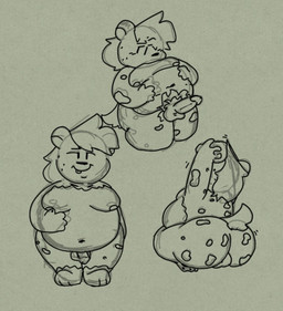 anthro balls belly big_butt blush butt circumcised fur genitals holding_stomach male male/male markings moobs nipples overweight overweight_male penis slightly_chubby solo spots spotted_body spotted_fur stretching unknown_artist hyena mammal spotted_hyena