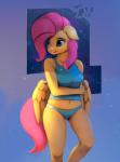 anthro anthrofied clothed clothing feathered_wings feathers female hair long_hair midriff navel panties shirt simple_background smile solo topwear underwear wings rodrigues404 friendship_is_magic hasbro my_little_pony mythology fluttershy_(mlp) equid equine mammal mythological_creature mythological_equine pegasus 2016 hi_res