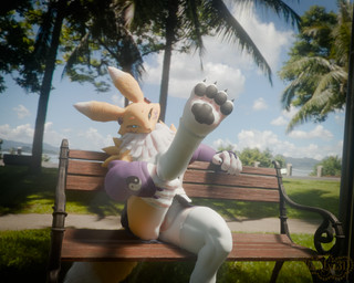 anthro bodily_fluids clothed clothing clothing_lift female fur genital_fluids genitals legwear no_underwear pawpads paws raised_clothing raised_shirt raised_topwear shirt shirt_lift solo stockings topwear vaginal_fluids vulva wet blacklya dogzeela_(modeler) bandai_namco digimon renamon_(dogzeela) canid canine digimon_(species) fox mammal renamon 3d_(artwork) digital_media_(artwork) hi_res