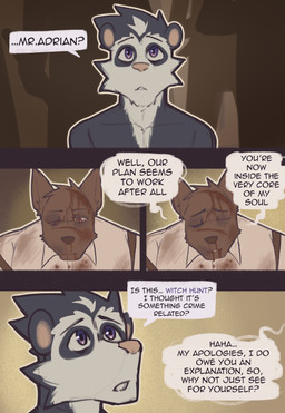 4_panel_comic anthro big_muscles blood blood_from_mouth blood_in_mouth blood_on_face bodily_fluids clothed clothed/nude clothing dialogue duo ellipsis male male/male muscular muscular_anthro muscular_male nosebleed nude pecs purple_eyes question_mark tail text topwear wounded king_slabu adrian_(king_slabu) background_character nolan_(king_slabu) american_opossum canid canine canis domestic_dog mammal marsupial spirit virginia_opossum absurd_res comic digital_media_(artwork) english_text hi_res
