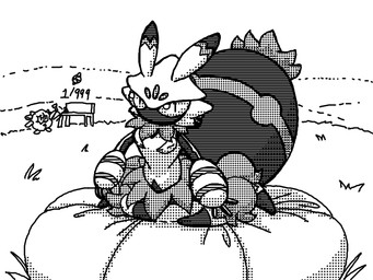 ambiguous_gender antennae_(anatomy) arthropod_abdomen bench big_abdomen black_body dipstick_antennae duo falling fingers front_view grass huge_abdomen looking_at_viewer multicolored_antennae nude outside plant pupils raised_abdomen sitting slit_pupils solo_focus stick_figure three-quarter_view marielx palworld pocketpair arachnid arachnid_taur arthropod arthropod_taur pal_(species) spider spider_taur tarantriss taur 2025 4:3 black_and_white digital_drawing_(artwork) digital_media_(artwork) dithering full-length_portrait monochrome oekaki portrait sketch