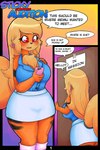 2019 alyrise anthro anthrofied arcanine blonde_hair bottomwear breasts butt canid canine cellphone chest_tuft clothed clothing comic dialogue door dress_shirt electronics english_text entering_room eyelashes female footwear fur generation_1_pokemon gradient_background hair hi_res holding_object holding_phone long_hair mammal nintendo open_mouth orange_body orange_fur page_number phone pokemon pokemon_(species) pokemorph red_eyes shirt sign simple_background skirt socks solo speech_bubble striped_body striped_fur stripes text title topwear tuft waiting wide_hips