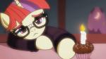 anthro candle clothing eyewear female fire glasses horn moon night purple_eyes solo sweater topwear fantasyblade friendship_is_magic hasbro my_little_pony mythology moondancer_(mlp) equid equine mammal mythological_creature mythological_equine unicorn 16:9 2015 animated short_playtime widescreen