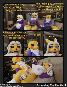 age_difference anthro areola being_watched big_breasts black_sclera blush breasts clothed clothed/nude clothing curvy_figure detailed_background dialogue embarrassed female female_penetrated furniture group hair heart_eyes heart_symbol huge_breasts looking_at_another looking_pleasured lying male male/female male_penetrating nipples nude older_female on_back open_mouth penetration pregnant pregnant_female sex smile sofa sofa_sex son_penetrating_mother spread_legs spreading table_lotus_position tail text thick_thighs trio voluptuous voyeur white_body wide_hips yellow_body bacn bacn_(modeler) bandai_namco digimon renamon_(bacn) renny_(bacn) canid canine digimon_(species) fox mammal renamon 2025 3d_(artwork) comic digital_media_(artwork) english_text hi_res brother_(lore) brother_and_sister_(lore) incest_(lore) mother_(lore) mother_and_child_(lore) mother_and_son_(lore) parent_(lore) parent_and_child_(lore) parent_and_son_(lore) sibling_(lore) sister_(lore) son_(lore)