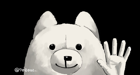 ambiguous_gender anthro beady_eyes biped black_background closed_smile front_view fur gesture looking_at_viewer mouth_closed simple_background smile snout solo waving waving_at_viewer white_body white_fur 7080at deltarune undertale_(series) annoying_dog_(undertale) canid canine mammal 2026 digital_drawing_(artwork) digital_media_(artwork) headshot_portrait hi_res portrait signature
