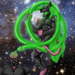 abs anthro biceps black_body black_fur bodily_fluids brain colored_cum cum curved_penis detailed_background duo fur genital_fluids genitals glowing glowing_genitalia glowing_penis glowing_tongue green_cum green_penis hyper long_penis male male/male muscular nipples nude organs pecs penis pose presenting space spacescape standing tongue unusual_anatomy unusual_bodily_fluids unusual_cum unusual_genital_fluids unusual_genitalia unusual_penis what zeerus zhiral canid canine canis hybrid mammal murid murine rat rodent wolf 1:1