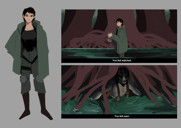 black_eyes boots clothed clothed_female clothed_human clothing duo female female_human footwear hiding knee_pads male male_humanoid mandibles not_furry nude_humanoid nude_male outside overcoat partially_submerged plant pseudo_hair roots shoes solo tactical_gear tentacle_hair tentacles text tree leafjuly predator_(franchise) alien alien_humanoid human humanoid mammal yautja absurd_res colored comic english_text hi_res