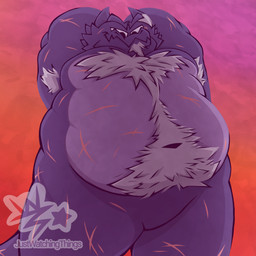 anthro armpit_hair belly_hair body_hair chest_hair facial_hair fangs goatee looking_at_viewer looking_down male musclegut muscular navel nude null obese overweight ring scar solo stretching sunset teeth justwatchingthings mythology kraid_trovel dragon mythological_creature mythological_scalie scalie 1:1 half-length_portrait hi_res portrait