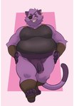 anthro balls belly bottomless clothed clothing ear_piercing eye_patch eyewear fur genitals male overweight overweight_anthro overweight_male penis piercing purple_body purple_fur solo conditional_dnp erobos leliel domestic_cat felid feline felis mammal hi_res