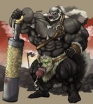 5_fingers 5_toes abs accessory anthro areola armpit_hair barazoku barbarian beard belt biceps big_muscles big_penis big_tail biped black_body black_fur black_tail blood blood_on_weapon blue_eyes bodily_fluids body_hair bottomwear bracelet chest_hair chest_tuft claws clothed clothed_anthro clothed_male clothing cloud deltoids detailed_background dusk erection evening eyebrows facial_hair feet finger_claws fingers fluffy fluffy_tail front_view fur genital_fluids genitals glans grin grinning_at_viewer hair hair_accessory hairband hand_on_hip holding_melee_weapon holding_object holding_weapon huge_muscles humanoid_feet humanoid_genitalia humanoid_hands humanoid_penis hyper hyper_muscles jewelry loincloth long_hair looking_at_viewer male male_anthro manly markings melee_weapon multicolored_body multicolored_fur muscular muscular_anthro muscular_male navel necklace nipple_piercing nipple_ring nipples outside pecs penis penis_poking_out piercing pink_areola pink_glans pink_nipples pink_nose pink_penis plantigrade ponytail precum pubes quads ring_piercing serratus sky smile solo standing striped_body striped_fur striped_markings striped_tail stripes tail tail_markings teeth toe_claws toes topless topless_anthro topless_male triceps tuft two_tone_body two_tone_fur two_tone_tail vein veiny_penis weapon whisker_spots white_armpit_hair white_beard white_body white_eyebrows white_facial_hair white_fur white_hair white_pubes white_stripes white_tail white_tuft oldshep mammal mephitid skunk striped_skunk digital_media_(artwork) full-length_portrait hi_res portrait shaded signature
